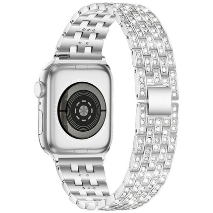 xDfind Five Beads Full Diamond Metal Watch Band, For Apple Watch 42 / 44 / 45 / 46 / 49mm, For Apple Watch 38 / 40 / 41 / S10 42mm - DealBuddy