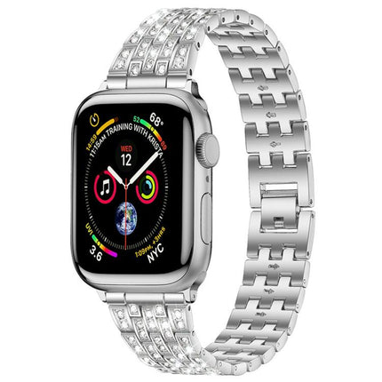 xDfind Five Beads Full Diamond Metal Watch Band, For Apple Watch 42 / 44 / 45 / 46 / 49mm, For Apple Watch 38 / 40 / 41 / S10 42mm - DealBuddy