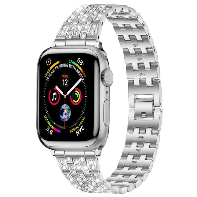 xDfind Five Beads Full Diamond Metal Watch Band, For Apple Watch 42 / 44 / 45 / 46 / 49mm, For Apple Watch 38 / 40 / 41 / S10 42mm - DealBuddy