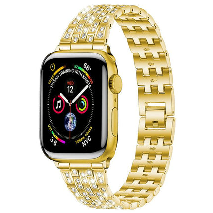 xDfind Five Beads Full Diamond Metal Watch Band, For Apple Watch 42 / 44 / 45 / 46 / 49mm, For Apple Watch 38 / 40 / 41 / S10 42mm - DealBuddy