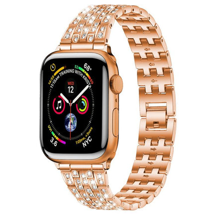 xDfind Five Beads Full Diamond Metal Watch Band, For Apple Watch 42 / 44 / 45 / 46 / 49mm, For Apple Watch 38 / 40 / 41 / S10 42mm - DealBuddy