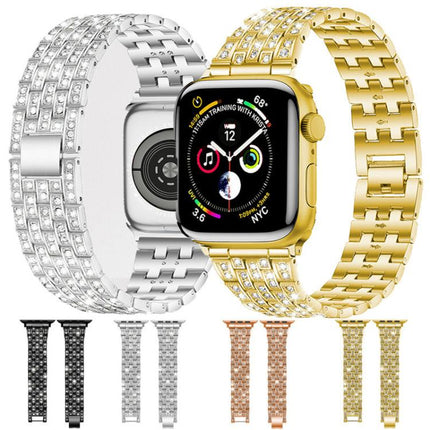 xDfind Five Beads Full Diamond Metal Watch Band, For Apple Watch 42 / 44 / 45 / 46 / 49mm, For Apple Watch 38 / 40 / 41 / S10 42mm - DealBuddy