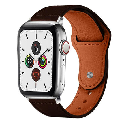 xDfind Rivet Buckle Genuine Leather Watch Band, For Apple Watch 42 / 44 / 45 / 46 / 49mm, For Apple Watch 38 / 40 / 41 / S10 42mm - DealBuddy