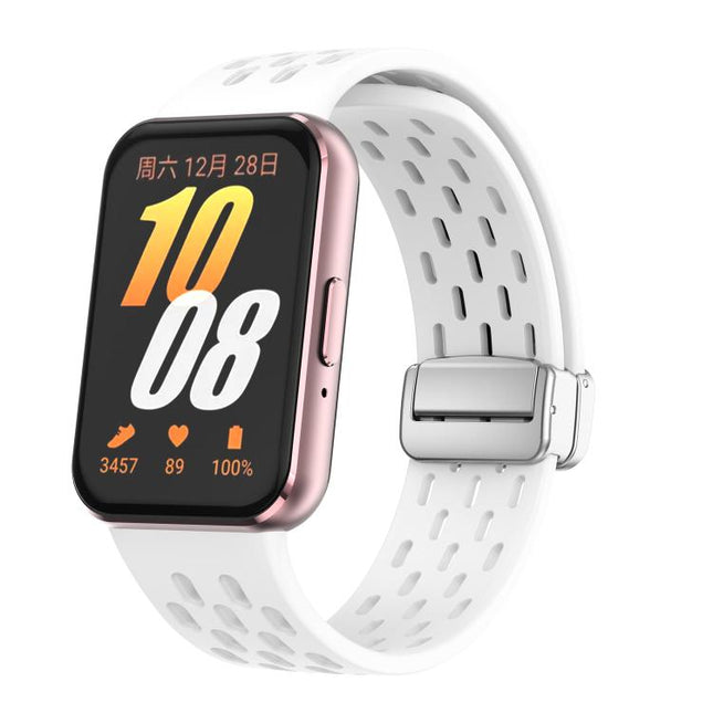 xDfind Mesh Magnetic Silver Buckle Silicone Watch Strap, For Samsung Galaxy Fit 3 - DealBuddy