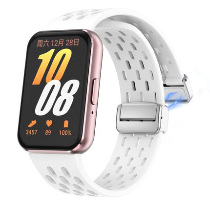 xDfind Mesh Magnetic Silver Buckle Silicone Watch Strap, For Samsung Galaxy Fit 3 - DealBuddy