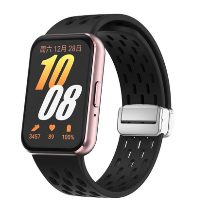 xDfind Mesh Magnetic Silver Buckle Silicone Watch Strap, For Samsung Galaxy Fit 3 - DealBuddy