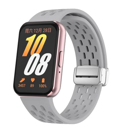 xDfind Mesh Magnetic Silver Buckle Silicone Watch Strap, For Samsung Galaxy Fit 3 - DealBuddy
