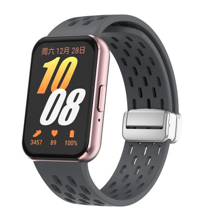 xDfind Mesh Magnetic Silver Buckle Silicone Watch Strap, For Samsung Galaxy Fit 3 - DealBuddy