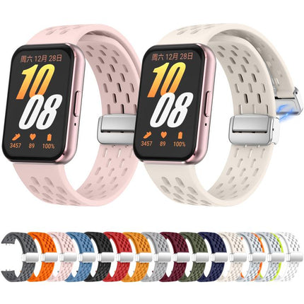xDfind Mesh Magnetic Silver Buckle Silicone Watch Strap, For Samsung Galaxy Fit 3 - DealBuddy