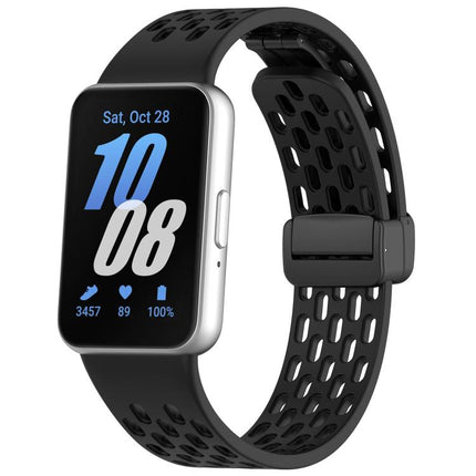 xDfind Hole Style Magnetic Black Buckle Silicone Watch Band
