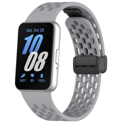 xDfind Hole Style Magnetic Black Buckle Silicone Watch Band