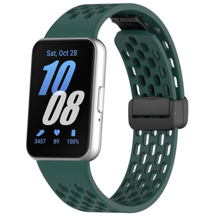 xDfind Hole Style Magnetic Black Buckle Silicone Watch Band