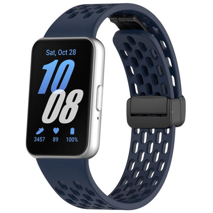 xDfind Hole Style Magnetic Black Buckle Silicone Watch Band