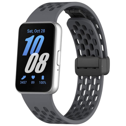 xDfind Hole Style Magnetic Black Buckle Silicone Watch Band, For Galaxy Fit3 - DealBuddy