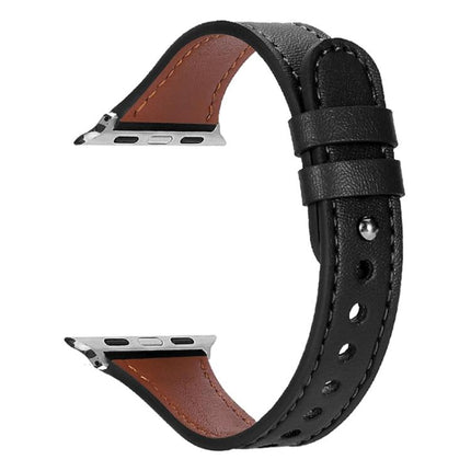 xDfind Double Ring Single Rivet Genuine Leather Watch Band, For Apple Watch 42 / 44 / 45 / 46 / 49mm, For Apple Watch 38 / 40 / 41 / S10 42mm - DealBuddy