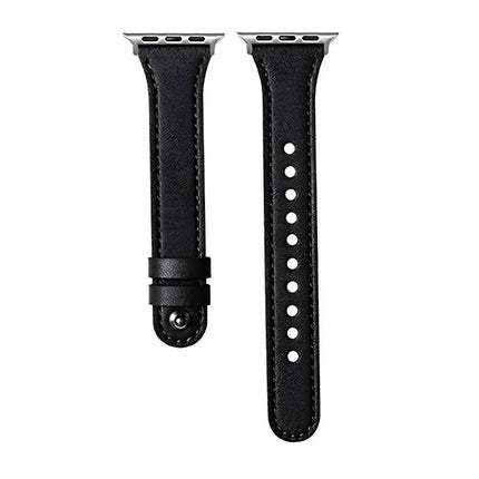 xDfind Double Ring Single Rivet Genuine Leather Watch Band, For Apple Watch 42 / 44 / 45 / 46 / 49mm, For Apple Watch 38 / 40 / 41 / S10 42mm - DealBuddy