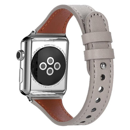 xDfind Double Ring Single Rivet Genuine Leather Watch Band, For Apple Watch 42 / 44 / 45 / 46 / 49mm, For Apple Watch 38 / 40 / 41 / S10 42mm - DealBuddy