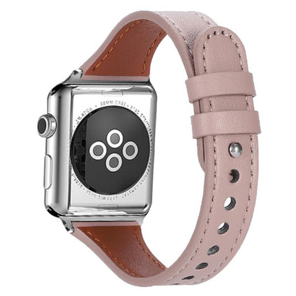 xDfind Double Ring Single Rivet Genuine Leather Watch Band, For Apple Watch 42 / 44 / 45 / 46 / 49mm, For Apple Watch 38 / 40 / 41 / S10 42mm - DealBuddy