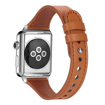 xDfind Double Ring Single Rivet Genuine Leather Watch Band, For Apple Watch 42 / 44 / 45 / 46 / 49mm, For Apple Watch 38 / 40 / 41 / S10 42mm - DealBuddy