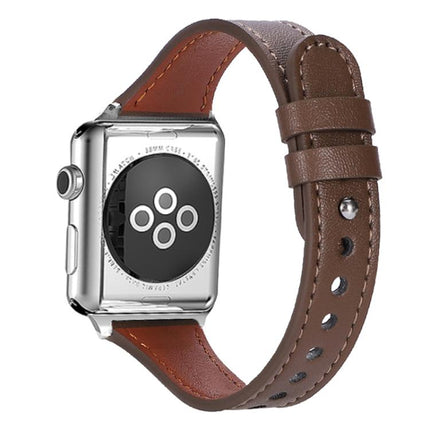 xDfind Double Ring Single Rivet Genuine Leather Watch Band, For Apple Watch 42 / 44 / 45 / 46 / 49mm, For Apple Watch 38 / 40 / 41 / S10 42mm - DealBuddy