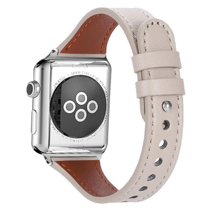 xDfind Double Ring Single Rivet Genuine Leather Watch Band, For Apple Watch 42 / 44 / 45 / 46 / 49mm, For Apple Watch 38 / 40 / 41 / S10 42mm - DealBuddy