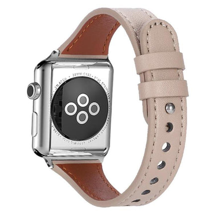 xDfind Double Ring Single Rivet Genuine Leather Watch Band, For Apple Watch 42 / 44 / 45 / 46 / 49mm, For Apple Watch 38 / 40 / 41 / S10 42mm - DealBuddy