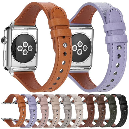 xDfind Double Ring Single Rivet Genuine Leather Watch Band, For Apple Watch 42 / 44 / 45 / 46 / 49mm, For Apple Watch 38 / 40 / 41 / S10 42mm - DealBuddy