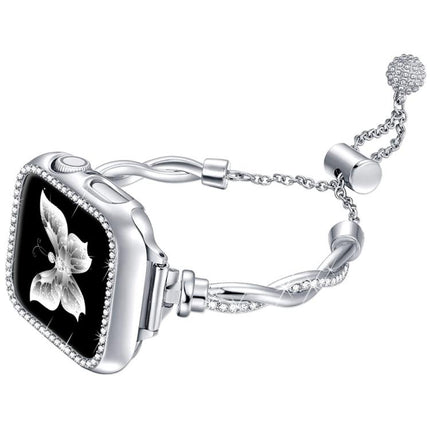 xDfind Twist Bracelet Diamond Metal Watch Band, For Apple Watch 42 / 44 / 45 / 46 / 49mm, For Apple Watch 38 / 40 / 41 / S10 42mm - DealBuddy