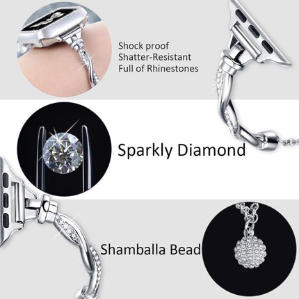 xDfind Twist Bracelet Diamond Metal Watch Band, For Apple Watch 42 / 44 / 45 / 46 / 49mm, For Apple Watch 38 / 40 / 41 / S10 42mm - DealBuddy