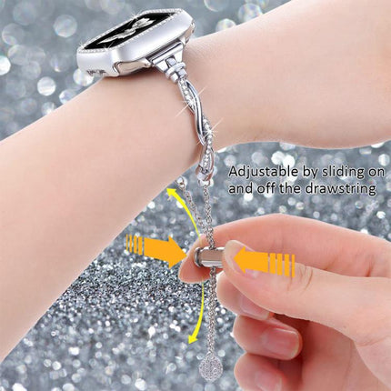 xDfind Twist Bracelet Diamond Metal Watch Band, For Apple Watch 42 / 44 / 45 / 46 / 49mm, For Apple Watch 38 / 40 / 41 / S10 42mm - DealBuddy
