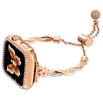 xDfind Twist Bracelet Diamond Metal Watch Band, For Apple Watch 42 / 44 / 45 / 46 / 49mm, For Apple Watch 38 / 40 / 41 / S10 42mm - DealBuddy