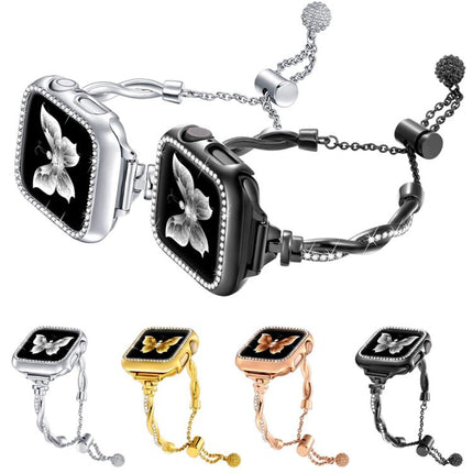 xDfind Twist Bracelet Diamond Metal Watch Band, For Apple Watch 42 / 44 / 45 / 46 / 49mm, For Apple Watch 38 / 40 / 41 / S10 42mm - DealBuddy