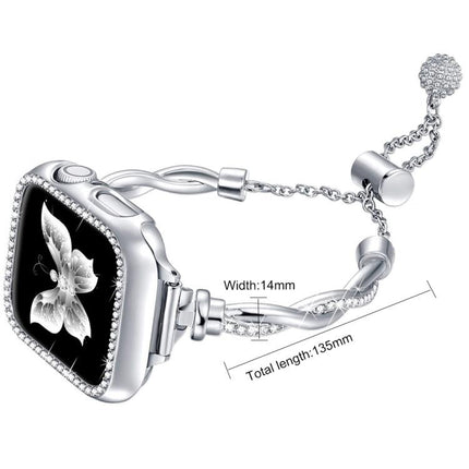 xDfind Twist Bracelet Diamond Metal Watch Band, For Apple Watch 42 / 44 / 45 / 46 / 49mm, For Apple Watch 38 / 40 / 41 / S10 42mm - DealBuddy