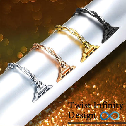 xDfind Twist Bracelet Diamond Metal Watch Band, For Apple Watch 42 / 44 / 45 / 46 / 49mm, For Apple Watch 38 / 40 / 41 / S10 42mm - DealBuddy