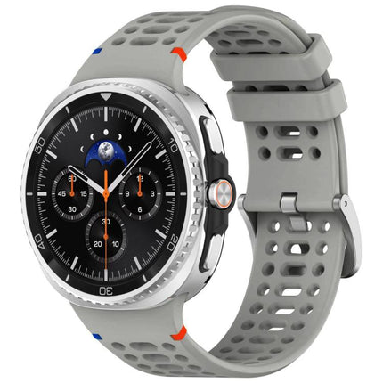 xDfind Alloy Silver Buckle Breathable Hole Silicone Watch Band