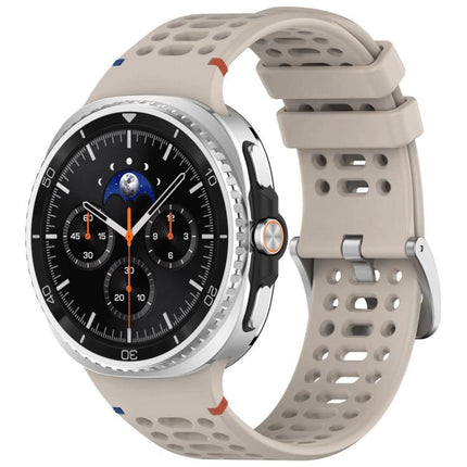 xDfind Alloy Silver Buckle Breathable Hole Silicone Watch Band