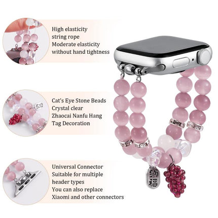 Cat Eyes Stone Beads Bracelet Watch Band, For Apple Watch 46mm / 49mm / 45mm / 44mm, For Apple Watch 42mm / 41mm / 40mm / 38mm - DealBuddy