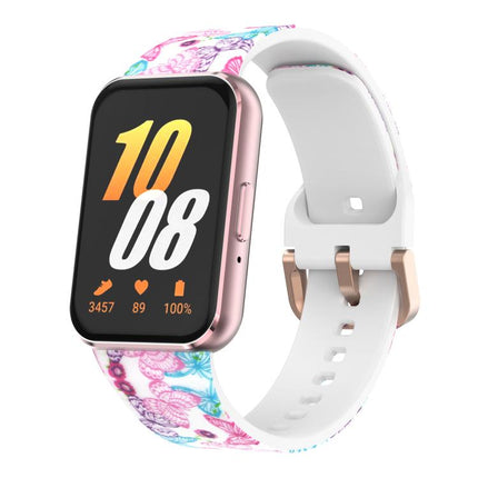 xDfind Gold Buckle Printed Silicone Watch Band, For Samsung Galaxy Fit3 - DealBuddy
