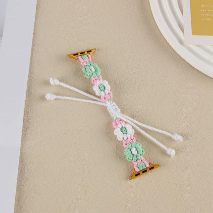Hemp Rope Woven Flowers Drawstring Watch Band, For Apple Watch 46mm / 49mm / 45mm / 44mm, For Apple Watch 42mm / 41mm / 40mm / 38mm - DealBuddy