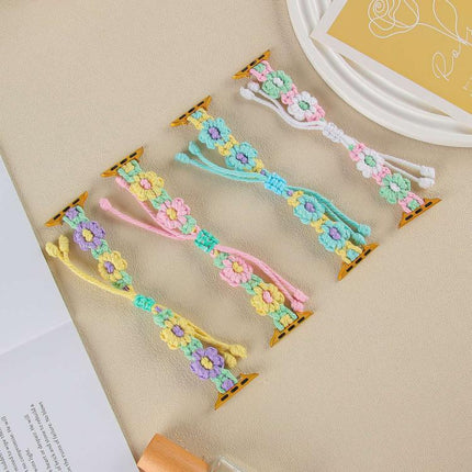 Hemp Rope Woven Flowers Drawstring Watch Band, For Apple Watch 46mm / 49mm / 45mm / 44mm, For Apple Watch 42mm / 41mm / 40mm / 38mm - DealBuddy