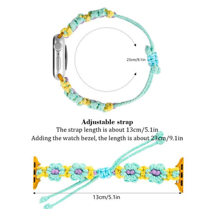 Hemp Rope Woven Flowers Drawstring Watch Band, For Apple Watch 46mm / 49mm / 45mm / 44mm, For Apple Watch 42mm / 41mm / 40mm / 38mm - DealBuddy