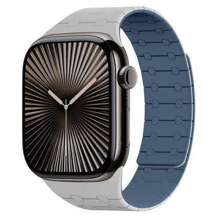 xDfind Contrasting Colors Magnetic Silicone Watch Band, For Apple Watch 42 / 44 / 45 / 46 / 49mm, For Apple Watch 38 / 40 / 41 / S10 42mm - DealBuddy