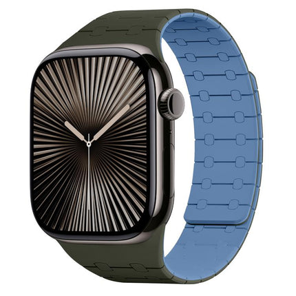 xDfind Contrasting Colors Magnetic Silicone Watch Band, For Apple Watch 42 / 44 / 45 / 46 / 49mm, For Apple Watch 38 / 40 / 41 / S10 42mm - DealBuddy