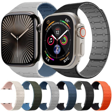 xDfind Contrasting Colors Magnetic Silicone Watch Band, For Apple Watch 42 / 44 / 45 / 46 / 49mm, For Apple Watch 38 / 40 / 41 / S10 42mm - DealBuddy