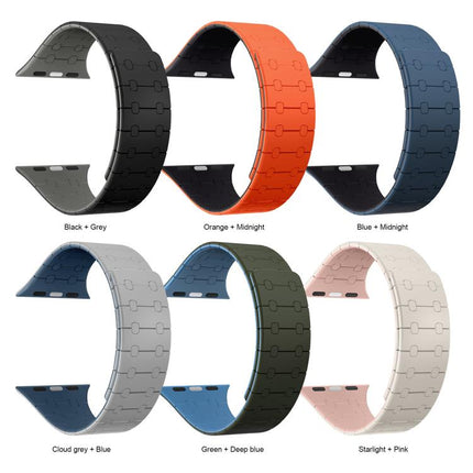 xDfind Contrasting Colors Magnetic Silicone Watch Band, For Apple Watch 42 / 44 / 45 / 46 / 49mm, For Apple Watch 38 / 40 / 41 / S10 42mm - DealBuddy