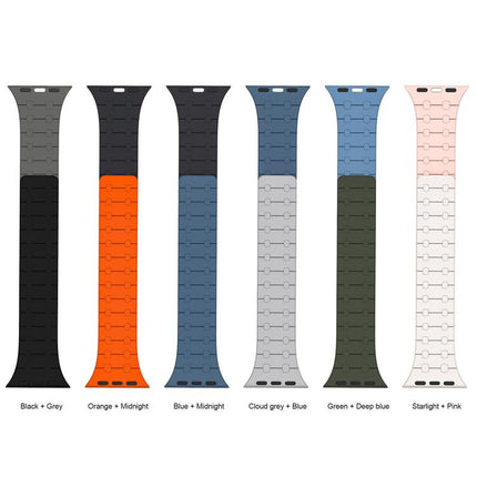 xDfind Contrasting Colors Magnetic Silicone Watch Band, For Apple Watch 42 / 44 / 45 / 46 / 49mm, For Apple Watch 38 / 40 / 41 / S10 42mm - DealBuddy