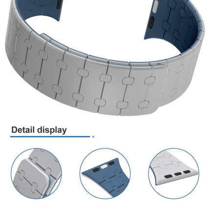 xDfind Contrasting Colors Magnetic Silicone Watch Band, For Apple Watch 42 / 44 / 45 / 46 / 49mm, For Apple Watch 38 / 40 / 41 / S10 42mm - DealBuddy