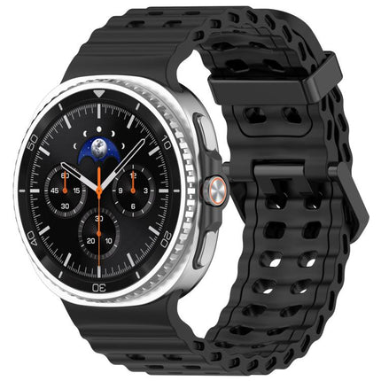 xDfind Black Buckle Ocean Solid Color Dual-row Hole Silicone Watch Band