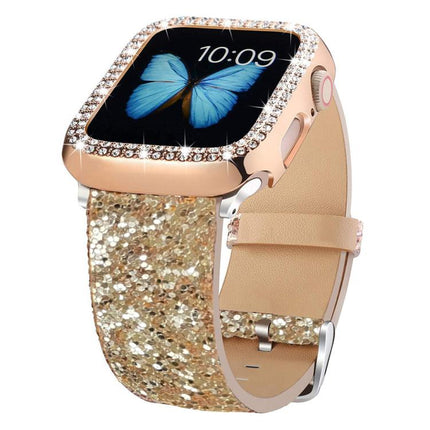 xDfind Glitter Sequins Leather Watch Band, For Apple Watch 42 / 44 / 45 / 46 / 49mm, For Apple Watch 38 / 40 / 41 / S10 42mm - DealBuddy
