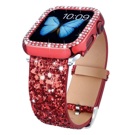 xDfind Glitter Sequins Leather Watch Band, For Apple Watch 42 / 44 / 45 / 46 / 49mm, For Apple Watch 38 / 40 / 41 / S10 42mm - DealBuddy